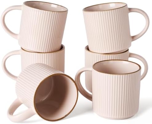 famiware Coffee Mug Set of 6, Star 12 oz Ceramic Mugs Cups Set with Handle by Famiware