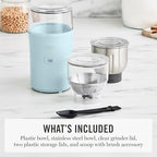 Martha Stewart Electric Coffee & Spice Grinder with Dual Bowls, Sky Blue - Image 3