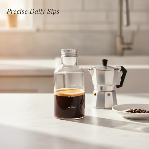 High Borosilicate Glass Demitasse Cup with Lid and Measurement Marks, Durable Espresso Vessel for Home and Office Use - Image 2