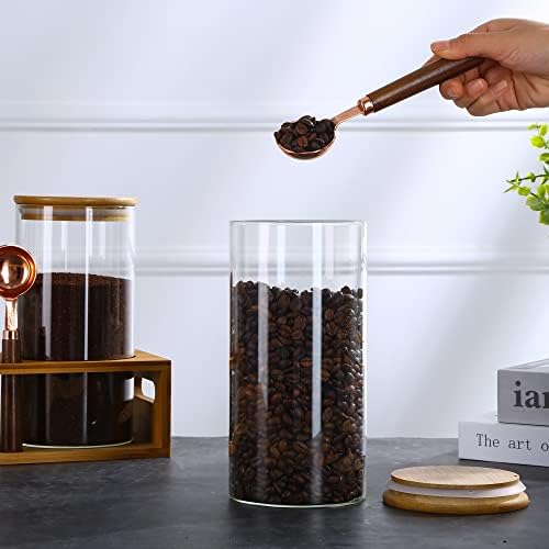 ZOMUIA Glass Coffee Containers Airtight Coffee Bean Storage Canisters with Shelf, 3Pcs 44oz Coffee Station Organizer, Kitchen Food Storage Jars for Sugar, Candy, Oats, Nuts - Image 5