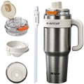 HI-Hotcup-42.58oz Insulated Stainless Steel Travel Mug with Handle, 316/Ceramic Liner Vacuum Tumbler, Leak-Proof Hot Cold Coffee Cup with Straw & Tea Infuser for Car, Outdoor-007 by Unknown
