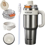 HI-Hotcup-42.58oz Insulated Stainless Steel Travel Mug with Handle, 316/Ceramic Liner Vacuum Tumbler, Leak-Proof Hot Cold Coffee Cup with Straw & Tea Infuser for Car, Outdoor-007 by Unknown