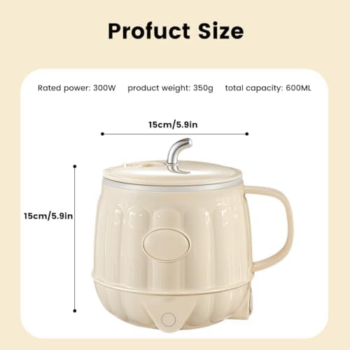 Multifunction Electric Heated Milk Cup, 600ml 3-in-1 Mini Electric Heater Cup, 600ml Portable Hot Milk Coffee Cups for Quick Meals and Beverages at Home or in The Office (1Pc Yellow) - Image 6
