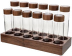 Glass Coffee Bean Storage Tubes with Walnut Wood Base and Airtight Lid by Unknown