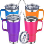 20 oz Tumbler with Handle Stainless Steel Insulated Mug with Lid and Straw by YEBTSLife
