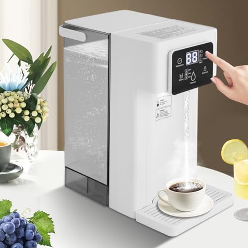 Instant Hot Water Dispenser with Child Lock, 3L/0.79gal Desktop Water Dispenser 1500W Electric Kettle with Adjustable Temperatures & 3 Water Outputs, 3.28ft Cord, Water Tank for Office/Home (White) by ZERNEIL