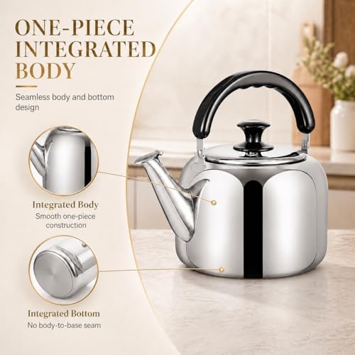 Whistling Stovetop Tea Kettle,Food Grade 316 Stainless Steel,Hot Water Fast to Boil,Stovetop Kettle with Ergonomic Handle,3.1 Quart Capacity - Image 4