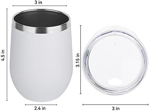 DOMICARE Stainless Steel Wine Tumbler Bulk with Lid, Personalized White Insulated Tumblers Set, 12oz Travel Coffee Cups Pack of 12 - Image 4