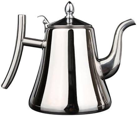 Silver,1.0L,Coffee Tea Pot, Stainless Steel Pour Over Kettle Gooseneck Spout Teapot Coffee Pot with Filter, Large Capacity Polished Teapot Kettle for Home Hotel Cafe Bar Restaurant by LGRFUXIN
