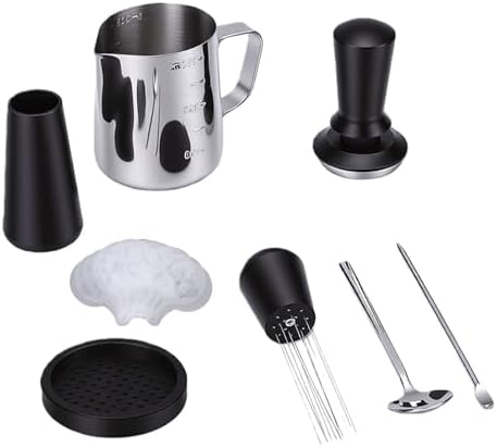 Adjustable Stainless Steel Coffee Tamper Kit 51mm, with Milk Frothing by Fdit