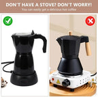 Coffee Pot Electric Espresso Coffe Maker, 300ml 6 Cups Aluminum Moka Pot with Overheat Protection and Detachable Base, Portable Italian Moka Maker, 450W, Black - Image 6