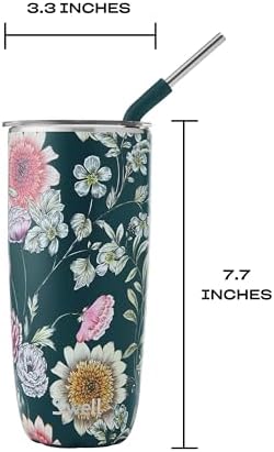 S'well Stainless Steel Tumbler with Straw and Slide-Open Lid, 24oz, Midnight Botanical Triple Layered Vacuum Insulated Containers Keeps Drinks Cold for 18 Hours and Hot for 5, BPA Free - Image 4