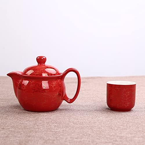 Chinese Traditional Wedding Decoration Supplies Double Happiness Porcelain Tea Set Teapot and Tea Cup 7 Pcs, Red Wedding Porcelain Tea Set, Double Happiness Tea Service Set for Adults - Image 6