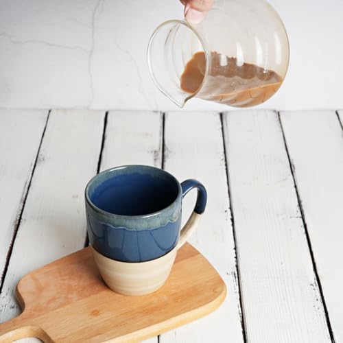 Bosmarlin Ceramic Coffee Mug Set of 4, 17 Oz, 5 Colors to Choose, Tea Cups, Dishwasher and Microwave Safe, Reactive Glaze (Deep Blue) - Image 5