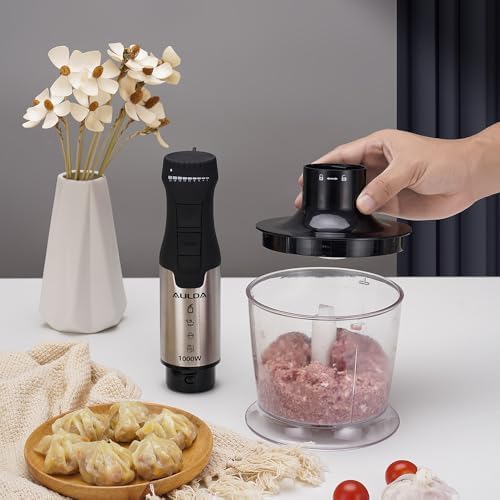 1000W 5-in-1 Immersion Hand Blender - 20 Speeds, Stainless Steel Stick Blender with Mixing Beaker, Chopper Bowl, Milk Frother, Egg Whisk for Smoothie, Baby Food, Sauces Red,Puree, Soup - Image 5