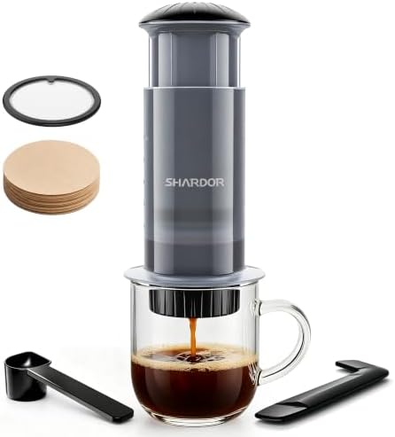 SHARDOR Manual Coffee Press, Dual Filter Portable Coffee Maker, 10 oz by Shardor