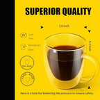 PunPun 12.9OZ. 380ml Clear Coffee Mugs, Glass Cups for Latte, Double Wall Glass with Big Handle, Clear Mugs for Iced Coffee or Hot Beverages, Espresso Cups Each Set of 4 - Image 4
