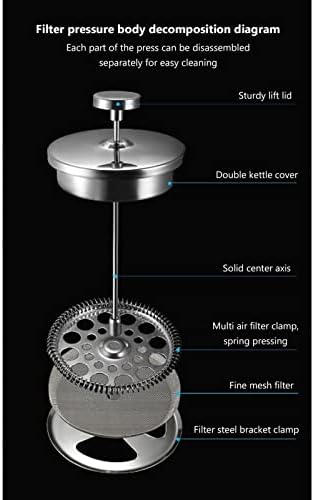 Stainless Steel Insulated Coffee Press with Screens, French Press Coffee Tea Maker, Dishwasher Safe, Double Wall Teapot Hand Brewed Insulated Caffettiere for Good Coffee and Tea(800ML) - Image 6