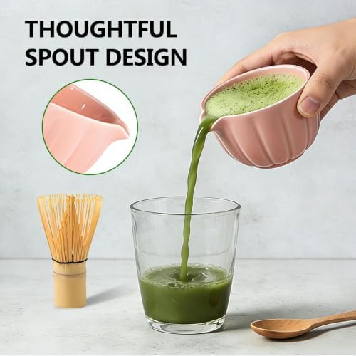 6-Piece Matcha Set Kit, Japanese Matcha Tea Making Set with Ceramic Matcha Bowl, Whisk, Scoop, Sifter, Whisk Holder & Brush, Matcha Starter Kit for Beginners and Tea Enthusiasts, Pink - Image 3