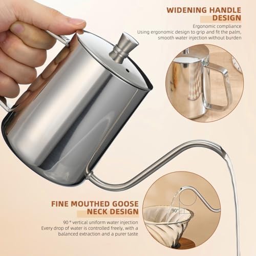 Gooseneck Kettle, 600ML Stainless Steel Coffee Over - Image 2