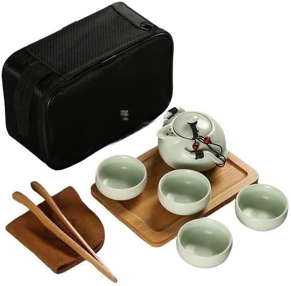 Ceramic Porcelain Kung Fu Travel Tea Set 3/5 Pcs Bag Box by Unknown