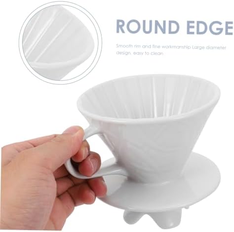 VILLCASE Ceramic Coffee Filter Cup with 3 Holes, White Dripper - Image 4