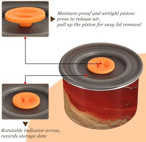 Red and Gold Marble Texture Designed Food Storage Containers With Lids Stainless Steel Storage Containers For Kitchen Pantry Stackable Push Button Canister With Airtight - Image 4