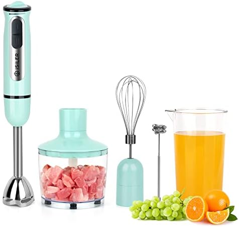 5-in-1 Hand Blender, 500W, 8 Speeds, Includes Chopper Frother Whisk by iSiLER