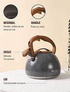 BELANKO 2.7 Quart Tea Kettle for Stovetops - Food Grade Stainless Steel Teapot with Loud Whistle, Cool-Touch Wood Pattern Handle, Rust-Resistant Whistling Kettle - Starry Gray - Image 4