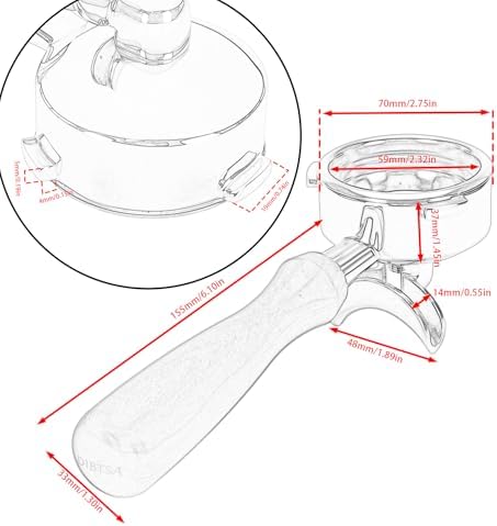 DIBTSA 58mm Espresso Portafilter Double Spouts 3 Ears Compatible with Barsetto BAE01, BAE02, Calphalon Temp IQ - Image 5