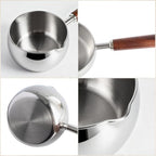 IMEEA 27oz Milk & Butter Warmer Pot Stainless Steel Saucepan Wooden Handle - Image 3