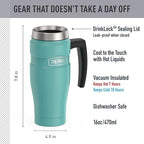 THERMOS Stainless King Travel Mug with Handle, 16oz, Matte Teal - Image 2