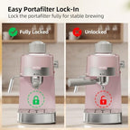 3.5Bar Espreeso Machine 4-Cup Compact Coffee Maker 800W Pink - Image 5