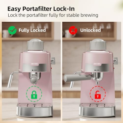 3.5Bar Espreeso Machine 4-Cup Compact Coffee Maker 800W Gray Pink - Image 5