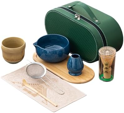 Matcha Whisk Set, 8-Piece Complete Ceramic Kit with Bamboo Whisk, Bowl, Sifter & Scoop – Japanese Tea Ceremony Gift for Beginners (I) by Unknown