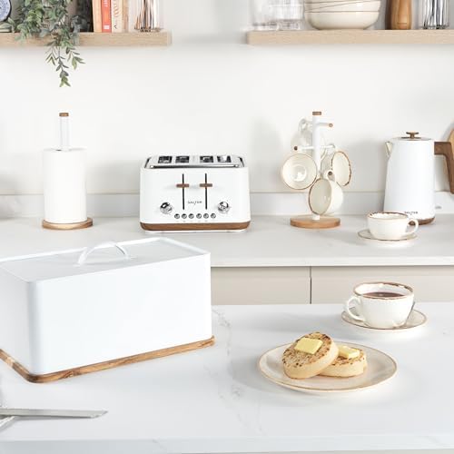 Salter BW13566WEU7 Toronto Mug Tree – Acacia Wood Cup Holder for Kitchen Countertop Tabletop, 6 Branch Display Stand for Coffee Mugs/Tea Cups, Freestanding Sturdy Steel Storage Rack, White - Image 5