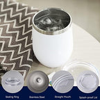 DOMICARE Stainless Steel Wine Tumbler Bulk with Lid, Personalized White Insulated Tumblers Set, 12oz Travel Coffee Cups Pack of 12 - Image 3