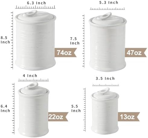 Nihow Food Storage Jar, Ceramic Canister Sets for The Kitchen,Set of 4 - Image 2