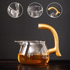 Zurucily Glass Teapot with Infuser Semi Automatic Tea Set Kungfu Teapot (Golden green dragon) - Image 4