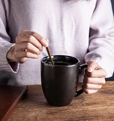AmorArc 16 oz Coffee Mugs Set of 6, Large Ceramic Matte Black Coffee Cups - Image 2