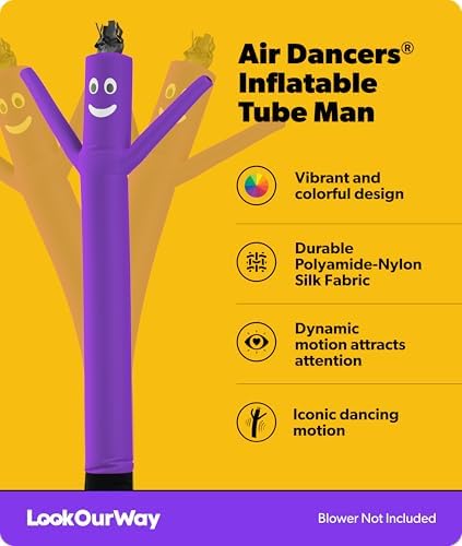 LookOurWay Air Dancers Inflatable Tube Man Attachment - 10 Feet Tall Wacky Waving Inflatable Dancing Tube Guy for Business Promotion - Blower Not Included - Purple - Image 2