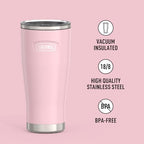 THERMOS Icon Series 24oz Stainless Steel Tumbler with Slide Lock Lid, Leakproof, Fits Cupholder, Dishwasher Safe, Griptec™ Non‑Slip Base, Keeps Drinks Hot 6 Hrs/Cold 22 Hrs, Sunset Pink - Image 2