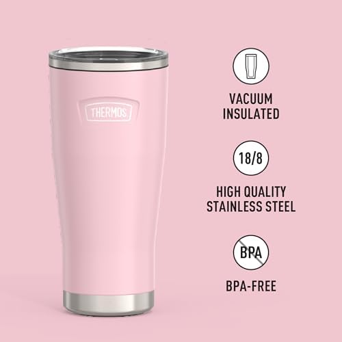 THERMOS Icon Series 24oz Stainless Steel Tumbler with Slide Lock Lid, Leakproof, Fits Cupholder, Dishwasher Safe, Griptec™ Non‑Slip Base, Keeps Drinks Hot 6 Hrs/Cold 22 Hrs, Sunset Pink - Image 2