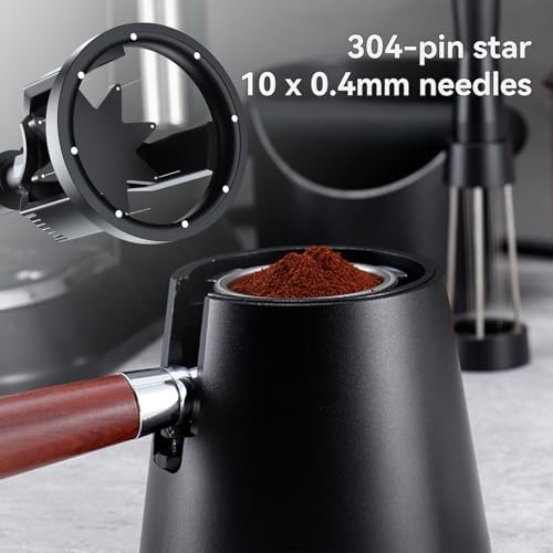 Coffee Stirrer, 58mm Espresso Stirrer with 4mm Aluminum Needles, Espresso Needle Distributor with Wood Holder, Removable Needles, Includes 4 Extra Needles - Image 3