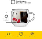 JoyJolt Hello Kitty 3D Coffee Mug, 13.5 oz Double Wall Glass Cup with 3D Design, Insulated Cute Mug for Tea, Latte, or Iced Coffee, Kawaii Sanrio Cup, Hello Kitty Kitchen Stuff - Image 3