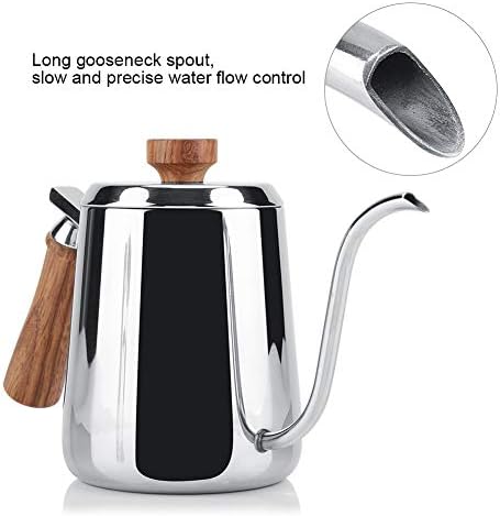 Gooseneck Kettle, Pour over Coffee Kettle Tea Pot for Stove Top Stainless Steel Wooden Handle Drip Coffee Pot Long Gooseneck Spout (600ml) - Image 2