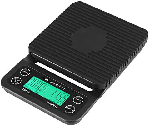 3KG/0 1g Electronic LCD Digital Kitchen Food Scale Drip Coffee Weighing with Timer, Drip Coffee Scale, High for accurate Pour Over Drip coffee Scale with Back Lit LCD Display(Green), Drip Coffee S by Pilipane