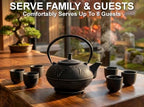 85 Oz XXL Black Bamboo Cast Iron Teapot, Enamel Interior, Infuser & Trivet - Image 2