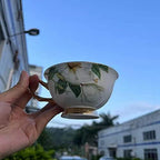 Honorable Coffee Cup Mug, Cappuccino, Tea Cup, with Saucer for Latte, Fine Bone Porcelain, Reactive Glaze, 6.8 Oz-1pcs (Pure White Camellia) - Image 3