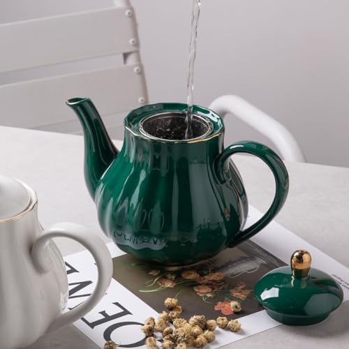 Sweejar Royal Teapot, Ceramic Tea Pot with Removable Stainless Steel Infuser, Blooming & Loose Leaf Teapot - 40 Ounce (Jade) - Image 5